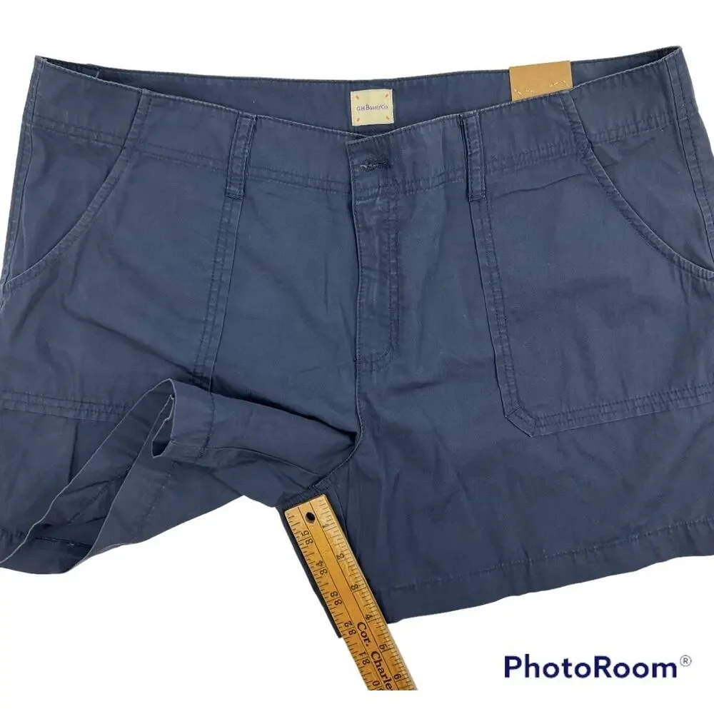 NEW Bass & Co. Shorts Womens 16 Blue Cargo Mid Rise Cotton 4" inseam - Picture 8 of 8